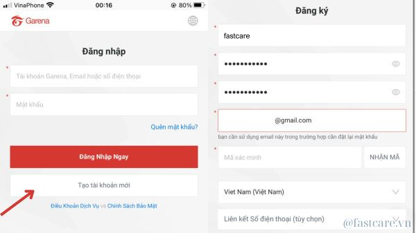 Tạo Tài Khoản Garena