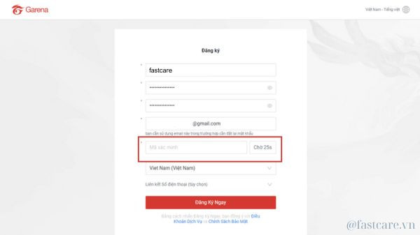 Tạo Tài Khoản Garena