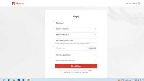 Tạo Tài Khoản Garena
