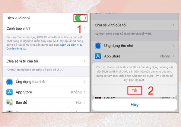 Bật tắt nhanh vị trí trên iPhone