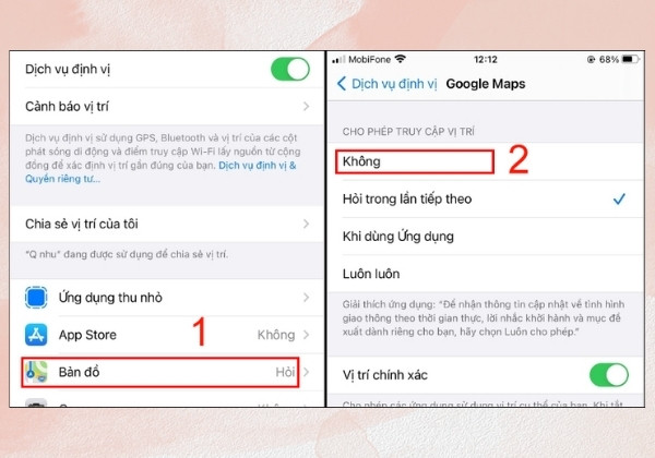 Bật tắt nhanh vị trí trên iPhone