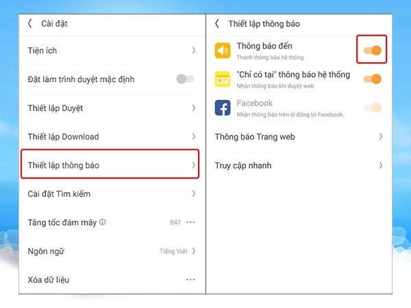 Cách tắt thông báo và chặn quảng cáo trên UC Browser bước 2