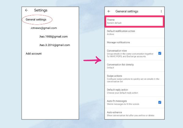 Thay đổi giao diện Gmail