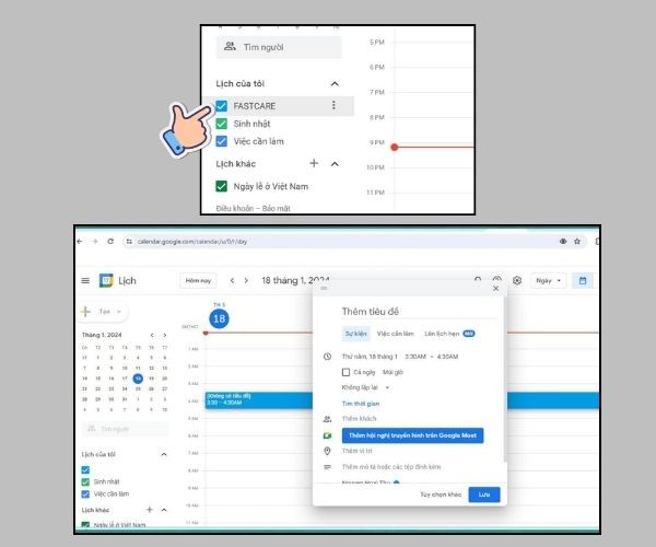 Cách thêm sự kiện trên Google Calendar