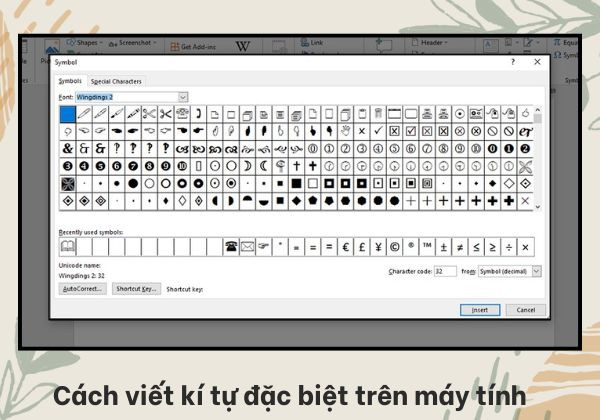 Kí tự đặc biệt Kí tự đặc biệt