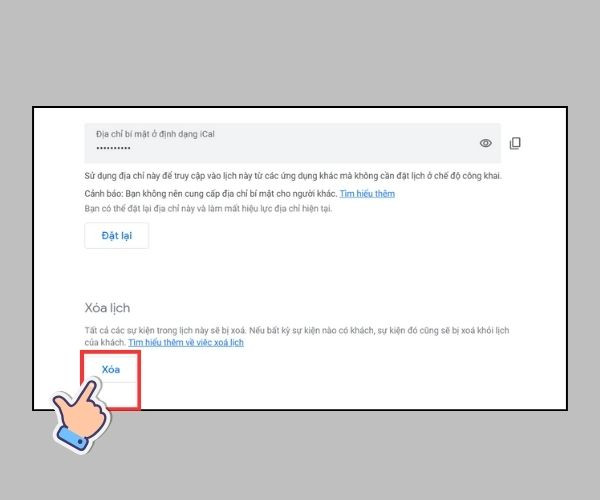 Cách xóa lịch Google Calendar