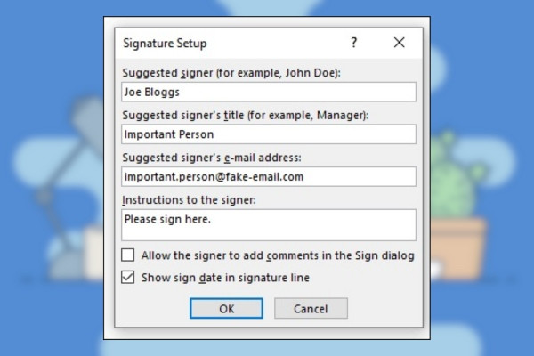 Tạo dòng chữ ký điện tử bằng Signature Line B2