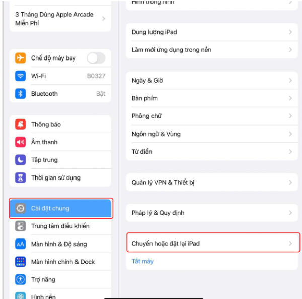 Đặt lại iPad