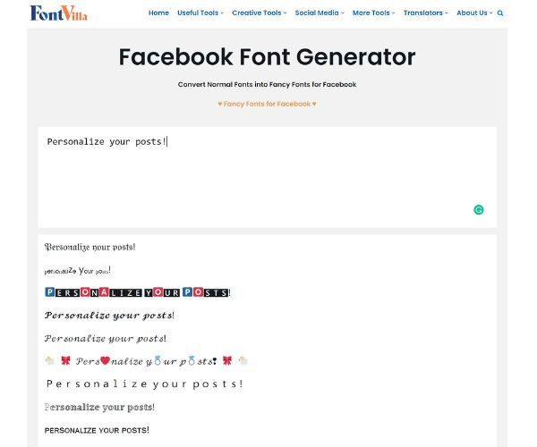 Facebook Font Generator bước 1