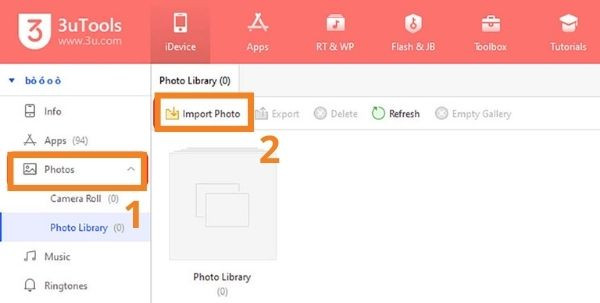 Hướng dẫn cách chuyển ảnh từ máy tính sang iPhone bằng 3uTools bước 1