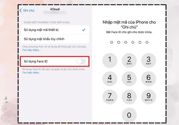 Khoá ghi chú bằng Face ID