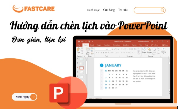 Chèn lịch vào PowerPoint