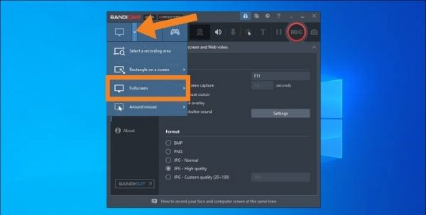 Hướng dẫn sử dụng Bandicam bước 1