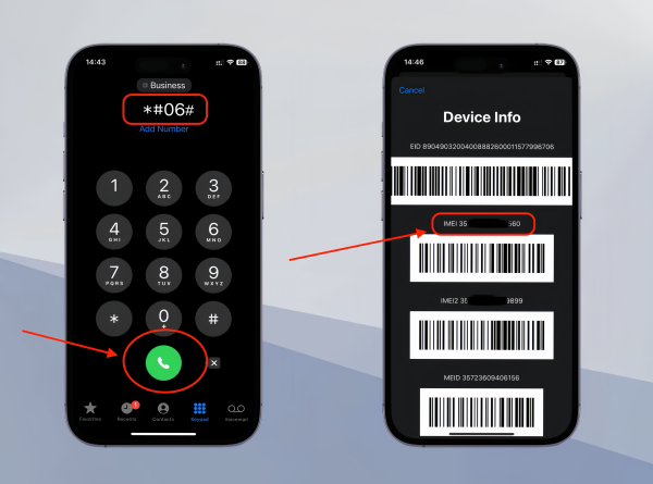 Kiểm tra IMEI trên thiết bị bằng cú pháp
