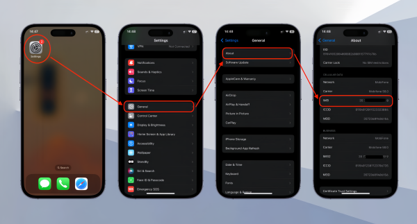 Kiểm tra IMEI trên thiết bị