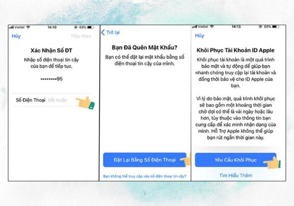 Lấy lại mật khẩu iCloud bằng điện thoại iOS B2