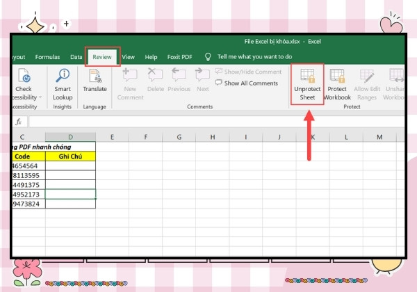 Mở khóa file Excel không cho chỉnh sửa