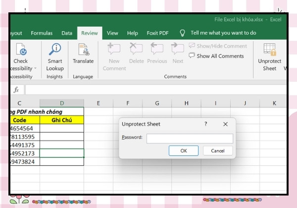 Mở khóa file Excel không cho chỉnh sửa