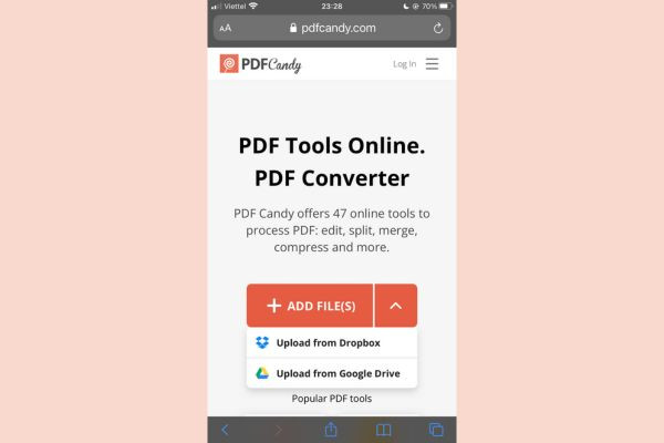 Tách file PDF trên điện thoại bằng PDFCandy