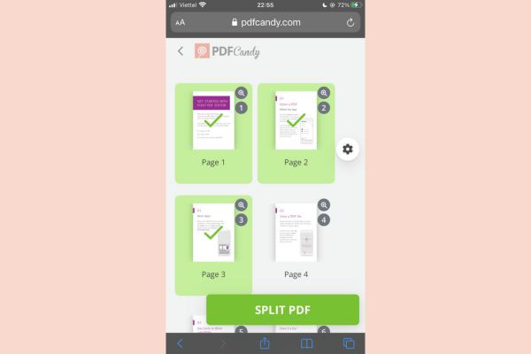 Tách file PDF trên điện thoại bằng PDFCandy