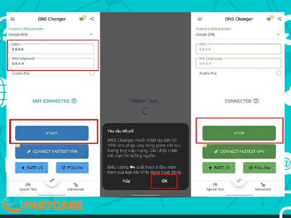 Phần mềm truy cập web bị chặn DNS Changer trên Android 