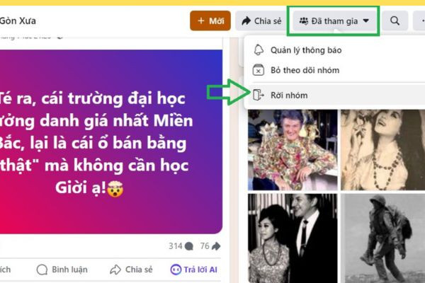 Rời khỏi nhóm đó để không bị add vào nhóm trên messenger