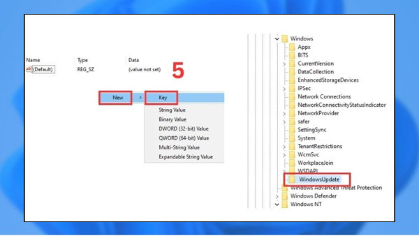 Sử dụng Registry Editor để tắt cập nhật bước 4