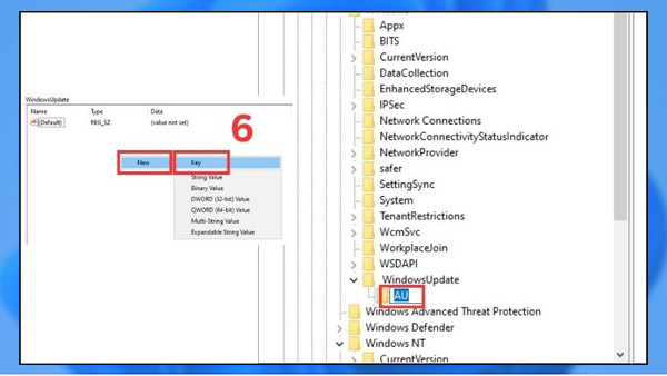 Sử dụng Registry Editor để tắt cập nhật bước 5-1