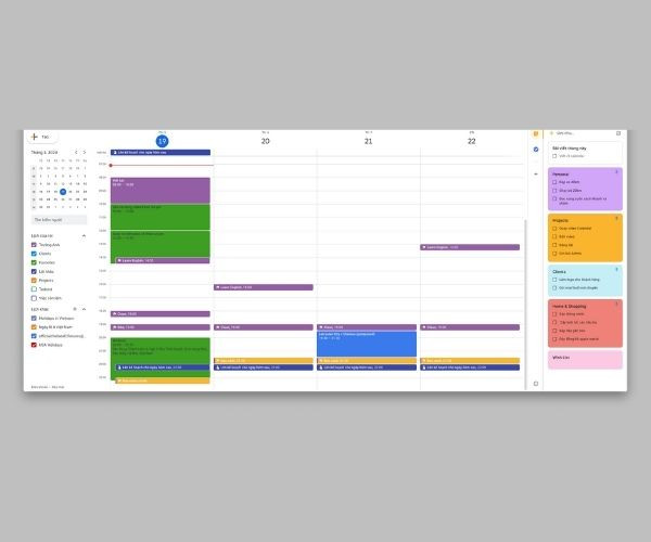 sự kiện hiển thị trên Google Calendar