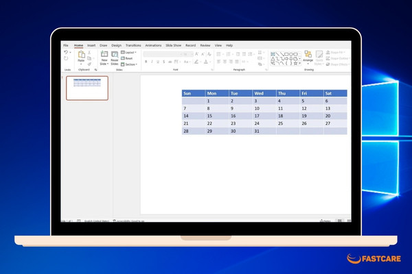 Chèn lịch vào PowerPoint