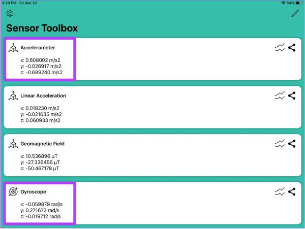 Ứng dụng Sensors Toolbox -2