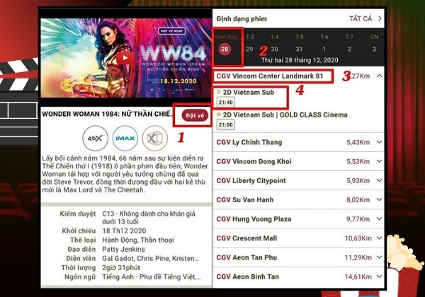 App đặt vé xem phim CGV B2