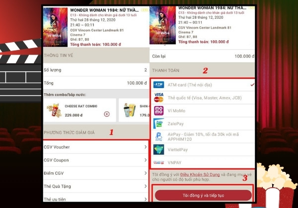 App đặt vé xem phim CGV B5