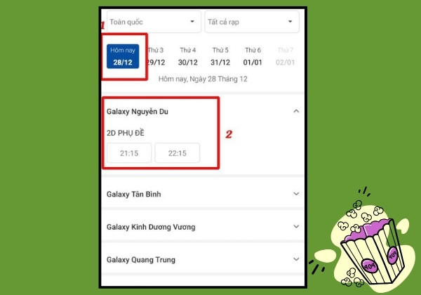 App đặt vé xem phim Galaxy B2