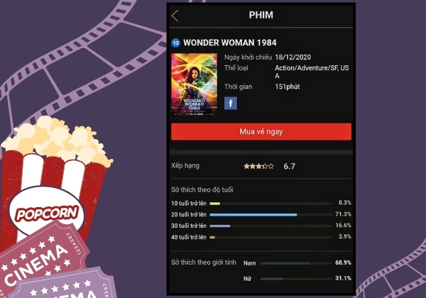 App đặt vé xem phim Lotte B1