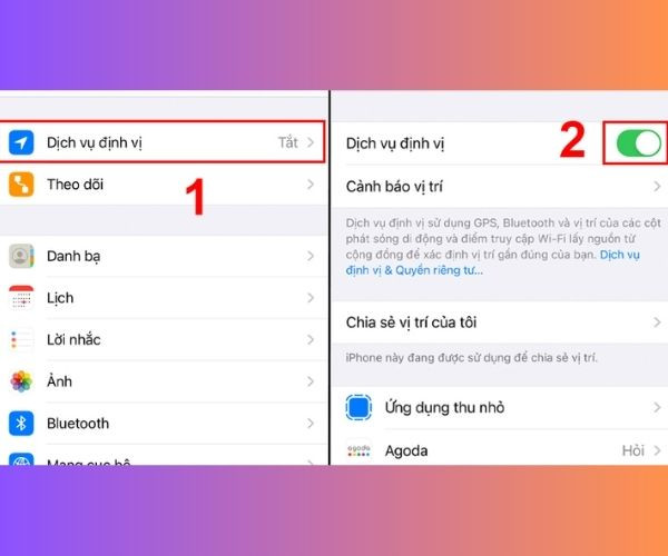 Không thể chia sẻ vị trí trên iPhone