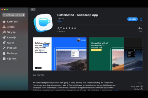 Cách 5: Caffeinated app Cách 5: Caffeinated app
