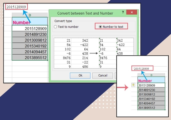 Cách để dấu nháy trước số trong Excel bằng Kutools for Excel bước 3