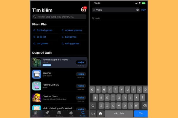 Nhập từ khóa “VssID – Bảo hiểm xã hội số” vào thanh tìm kiếm