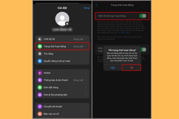 Cách tắt chấm xanh của ứng dụng Messenger bước 2