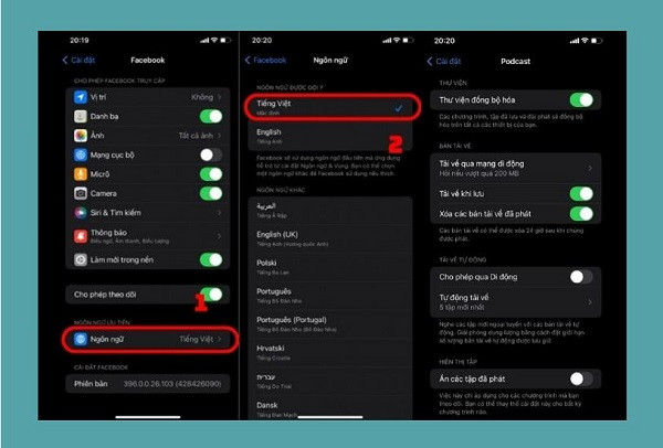 Cài đặt ngôn ngữ ứng dụng iPhone