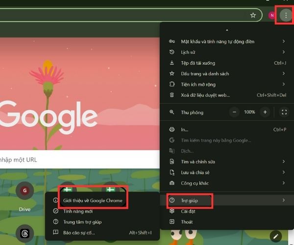 Cập nhật trình duyệt Google Chrome bước 1