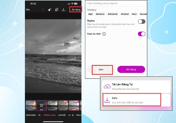Chỉnh ảnh đen trắng bằng ứng dụng PicsArt trên iPhone B4