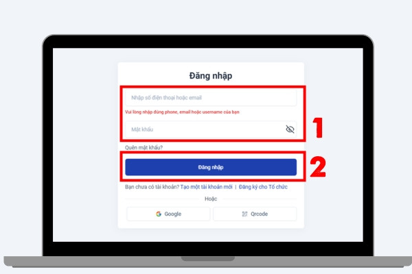 Đăng nhập bằng máy tính B2