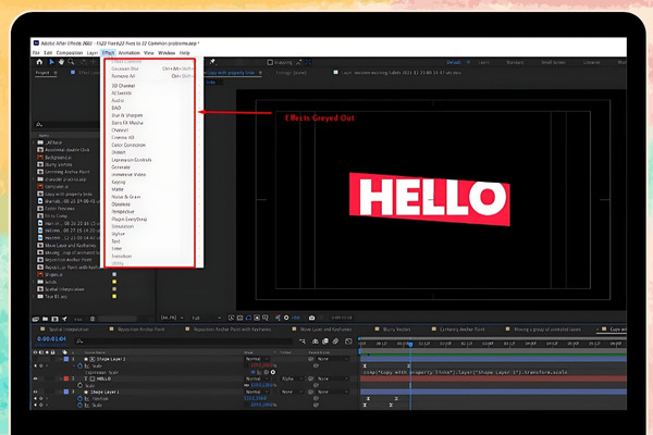 Cách mở Effect Control trong After Effect