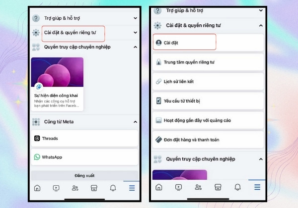 khôi phục cài đặt gốc Facebook