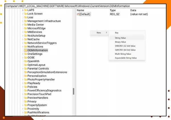 Hướng dẫn cách thay đổi thông tin OEM của Windows 11 bước 3-1