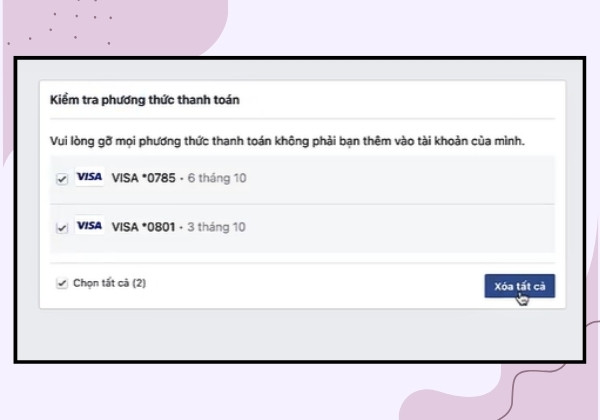 cách gỡ thẻ Visa khỏi tài khoản quảng cáo Facebook B6
