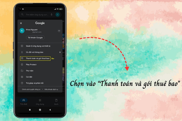 Hủy trên ứng dụng CH Play bước 3 Hủy trên ứng dụng CH Play bước 3