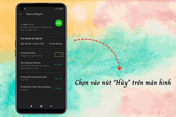 Hủy trên ứng dụng CH Play bước 6 Hủy trên ứng dụng CH Play bước 6